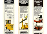 Três publicidades Advancer do primeiro semestre de 1990, uma delas mostrando os novos modelos elétricos KE-3T e Almoxaricar.