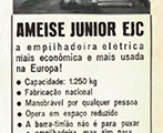 Propaganda de julho de 1976 anunciando a primeira empilhadeira nacional da Ameise.