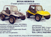 Pequeno anúncio do buggy Rebeld do final da década de 80; note a gaiola de proteção).