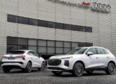 Terceira geração do Q3, montada no Brasil a partir de 2026; na imagem (d>e), as versões SUV e Sportback.