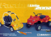O lúdico minicarro Fastboy e o quadriciclo Fastboy Quattro em anúncio de 2001.