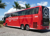 Vissta Buss 400 sobre Scania K 370 C da empresa Aguiar Locação, de São Luís (MA), fotografado em junho de 2025 em parada no trecho maranhense da rodovia BR-402 (foto: LEXICAR).