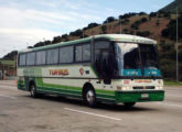 De geração imediatamente posterior é este El Buss 340, com mecânica Scania de motor traseiro, operando no Chile (foto: Emilio Casas H. / chilebuses).