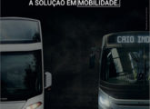 Publicidade de outubro de 2021, comemorativa dos 75 anos da Busscar, pela primeira vez evidenciando a Caio como sua controladora integral.