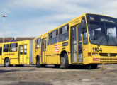 Em fotografia de 2013, um conjunto semelhante operando no sistema integrado urbano de Joinville (SC) (foto: Juverci de Melo das Neves / revistaportaldoonibus).