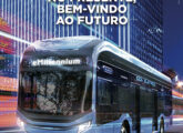 Publicidade de março de 2023, a primeira a divulgar o elétrico Caio eMillenium - a rigor, um chassi Eletra eBus equipado com carroceria Millenium V.