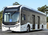 O novo chassi elétrico Scania K230E B4x2LB foi encarroçado pela Caio, em 2024, para as primeiras apresentações públicas do novo modelo.