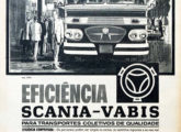 Ônibus Caio semelhante ilustra esta publicidade de 1963 para os chassis Scania.