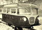 Carro de linha da Rede Ferroviária Federal reencarroçado pela Caio entre as décadas de 50 e 60 (fonte: Régulo Franquine Ferrari e Hugo Caramuru).