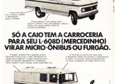 Peça publicitária de 1972 para o lançamento da família de utilitários Caio preparada para o Mercedes-Benz 608.