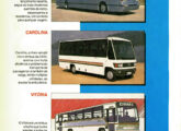 Publicidade Caio de setembro de 1987 mostrando suas três novidades do ano: o rodoviário Squalo, o micro Carolina redesenhado e o urbano Vitória, que seria lançado meses depois.