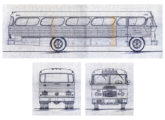 O mesmo ônibus de 1959 (utilizando chassi Volvo B 637) em vista lateral, dianteira e traseira.