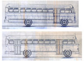 Dois ônibus Carbrasa de 1958 - um rodoviário sobre Mercedes-Benz LP-321 (no alto) e um urbano Volvo B 617. 