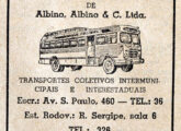 Um ônibus com carroceria Cardoso aparece nesta pequena propaganda da empresa Albino (fonte: Ivonaldo Holanda de Almeida).