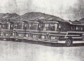 Frota de urbanos sobre chassis FNM adquiridos pela empresa Bons Amigos, de Manaus (AM), em 1970 (fonte: Soraia Pereira Magalhães).