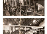 Duas cenas da fábrica Cermava em 1957, mostrando as seções de construção das laterais (no alto) e de montagem e chapeamento do teto (fonte: Ivonaldo Holanda de Almeida).