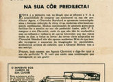 Propaganda de abril de 1932 anunciando a disponibilidade de variada oferta de cores para o Chevrolet 1931.