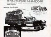 Chevrolet 6503 de 1955-57, dito "Marta Rocha", referência à baiana eleita Miss Brasil 1954: primeiro veículo GM fabricado sob as regras do GEIA, tinha 40% de conteúdo nacional; note a cabine com para-brisa inteiriço, a mesma que seria utilizada nos modelos futuros da marca; a publicidade é de setembro de 1957.