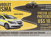 Publicidade em jornal uruguaio, de fevereiro de 2016, anunciando o Chevrolet Prisma como "sucessor" do sedã Corsa, tradicional no serviço de táxis de Montevidéu. 