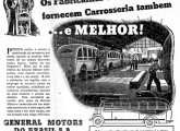 Publicidade de 1938; o desenho em perfil mostra um ônibus Chevrolet COE.
