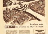 Uma cena futurista ilustra esta peá institucional de março de 1949, anunciando a expansão da fábrica brasileira da GM.
