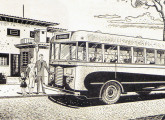 Propaganda de 1949 apresentando o ônibus Chevrolet Transaço, com motor integrado ao salão.
