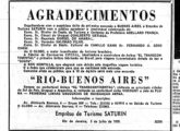 Publicidade de julho de 1959, da operadora Saturin, exaltando seu rodoviário Ciferal - batizado El Transcontinental -, pioneiramente utilizado em longas viagens turísticas ao Uruguai e Argentina.