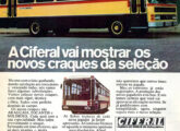Publicidade Ciferal de outubro de 1978 anunciando seus novos modelos Araguaia, Tocantins e Solimões; além do Tocantins (no alto), os modelos mostrados são outros: a carroceria especial para Goiânia e um Líder 77.