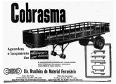 Grupo industrial diversificado, a primeira incursão da Cobrasma no setor rodoviário se deu na década de 50, com a fabricação de reboques para caminhão; o anúncio é de 1953 (fonte: Jorge A. Ferreira Jr.).