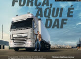 Propaganda DAF de julho de 2025: curiosamente, embora não dedicada ao público feminino, é ilustrada por duas motoristas mulheres.