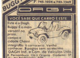 Buggy Dagh em pequena propaganda de jornal de maio de 1986.