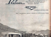 Três peças da campanha publicitária de 1962 para o sedã Belcar 1001, destacando seu conforto,...