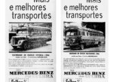 Mais duas propagandas da concessionária gaúcha da Mercedes-Benz utilizando produtos Eliziário como tema; ambos publicados em março de 1959, mostram veículos recém-fornecidos para as empresas Vitória e Navegantes, de Porto Alegre.