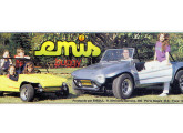 A Emisul manteve a marca Emis em seus produtos; o anúncio mostra o carro infantil ao lado do novo buggy de duas portas; observe os quatro faróis, agora elegantemente integrados à carroceria.