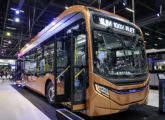 Semanas antes, equipado com nova carroceria Millenium V, o eBus de 12,5 m da Eletra foi exposto no stand da Caio na feira Lat.Bus 2022 (foto: Autodata).