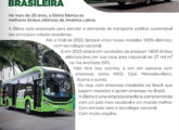 Publicidade de dezembro de 2022; abaixo, um dos elétricos fornecidos a Vitória.