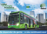 Com a competição pelo mercado de ônibus elétricos cada vez mais acirrada, em 2025 a Eletra passou a dedicar mais atenção à sua publicidade; esta é uma peça de junho.