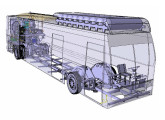 Ilustração indicativa da montagem dos órgãos mecânicos e de armazenamento de combustível no chassi Tuttotrasporti e na carroceria do primeiro ônibus a hidrogênio da EMTU/SP.