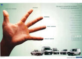 A variada linha de modelos comerciais Fiat em propaganda de agosto de 2002.