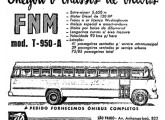 Peça publicitária de 1957, da revendedora A Veloz, anunciando chassis FNM; a imagem mostra uma carroceria Caio.