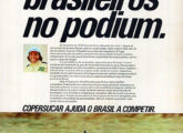 Propaganda da Copersucar comemora o segundo lugar de Emerson, em janeiro de 1978, com o carro F-5A, no GP Brasil de F1, no Rio de Janeiro; esta foi a melhor colocação dos monopostos Fittipaldi em toda a sua história (fonte: Jorge A. Ferreira Jr.).