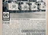Registro do uso dos caminhões FNM pela ONU em publicidade de fevereiro de 1962.