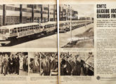 Em formato jornalístico, esta publicidade de 31 de março de 1962 registrava a entrega de 100 ônibus FNM com carroceria Grassi à oparadora paulistana CMTC.