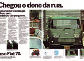 Propaganda publicada em janeiro de 1977 para o lançamento do caminhão leve Fiat 70, ainda trazendo o logo FNM.