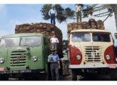Dois FNM madeireiros de Lajes (SC), à esquerda com cabine de fábrica 800 BR e, à direita, com cabine Drulla (fontes: Luis Simões e Werner Keifer / Fábrica Nacional de Motores Histórica).