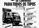 As cinco versões disponíveis para o FNM (aqui com cabine Metro) são o tema desta terceira peça da mesma concessionária, veiculada em outubro de 1959.