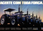 A linha de tratores Ford em publicidade de novembro de 1987, já trazendo estampada a marca Ford New Holland.