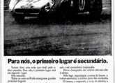 O vencedor Bino Mk II, protótipo esportivo da Willys também utilizado como "mula" em testes mecânicos do Corcel, em propaganda institucional da Ford exaltando as vitórias nacionais e internacionais de seus carros.
