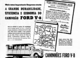Um ônibus com carroceria artesanal de madeira da viação Serrana, de Montenegro (RS), ilustra esta inesperada publicidade Ford de setembro de 1940.