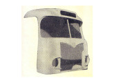 Dentre sua variada linha de produtos, a Glaspac fabricava cabines de fibra de vidro de caminhões, para reposição; na imagem, peça moldada para veículos Mercedes-Benz, de 1966, com estilo inspirado no original da marca.